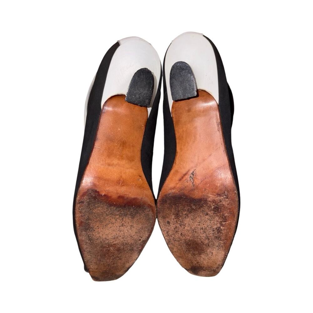 Vintage Free Lance Design by GYR Black White Lace Up Peep Toe Boots Size: 37/ 7 - Picture 8 of 9